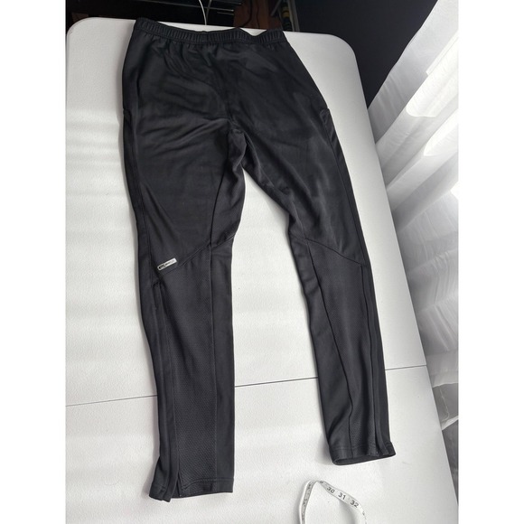 Puma Track Pants Athletic Training Warm Up Black Gold Logo Mens Size L - Picture 5 of 6